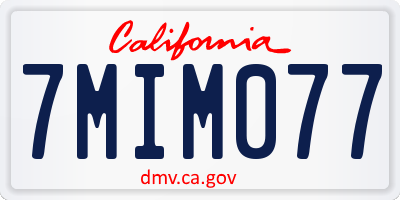 CA license plate 7MIM077