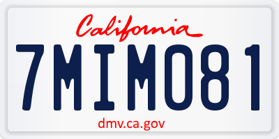 CA license plate 7MIM081
