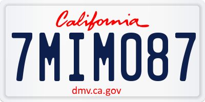 CA license plate 7MIM087