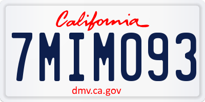 CA license plate 7MIM093