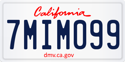 CA license plate 7MIM099