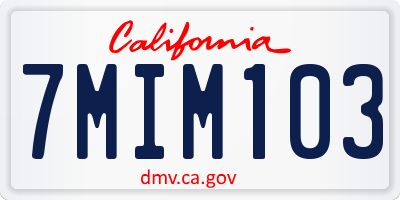 CA license plate 7MIM103