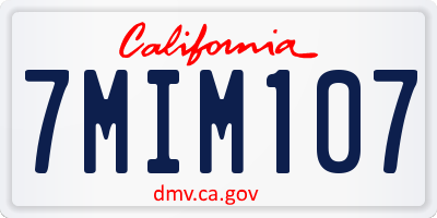 CA license plate 7MIM107