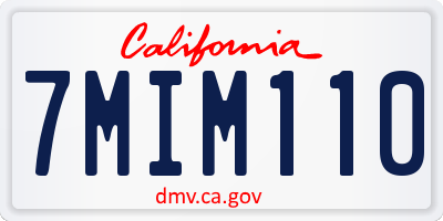 CA license plate 7MIM110