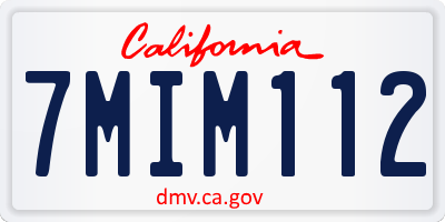 CA license plate 7MIM112