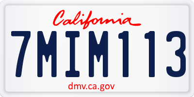 CA license plate 7MIM113