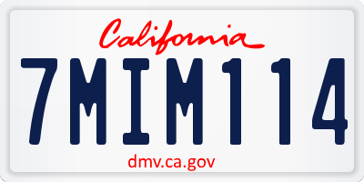 CA license plate 7MIM114