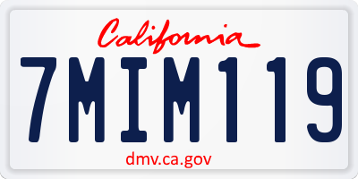 CA license plate 7MIM119