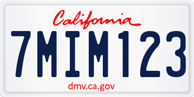 CA license plate 7MIM123