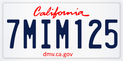 CA license plate 7MIM125