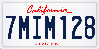 CA license plate 7MIM128