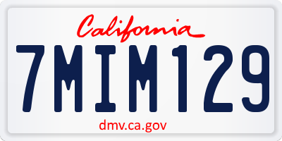 CA license plate 7MIM129