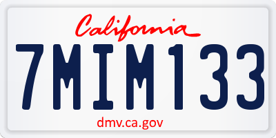 CA license plate 7MIM133