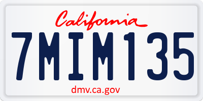 CA license plate 7MIM135