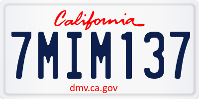 CA license plate 7MIM137