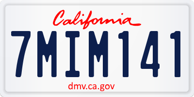 CA license plate 7MIM141