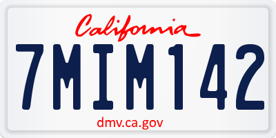 CA license plate 7MIM142