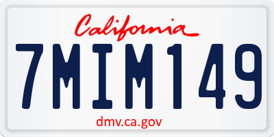 CA license plate 7MIM149