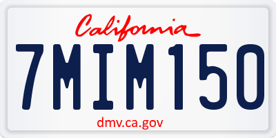 CA license plate 7MIM150