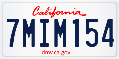 CA license plate 7MIM154