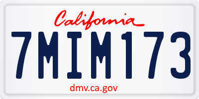 CA license plate 7MIM173