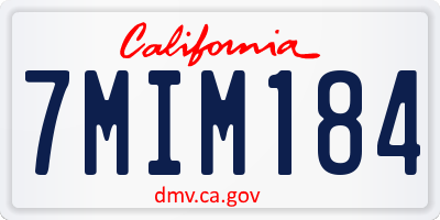 CA license plate 7MIM184