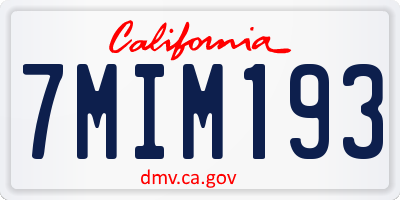 CA license plate 7MIM193