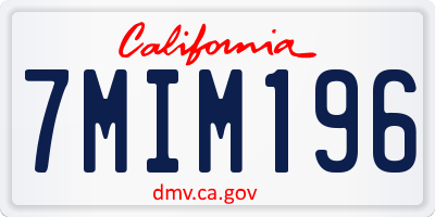 CA license plate 7MIM196