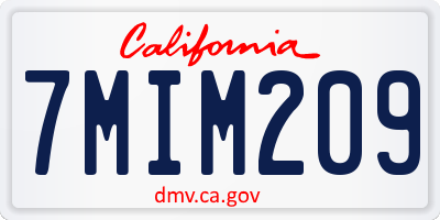 CA license plate 7MIM209