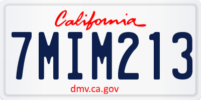 CA license plate 7MIM213