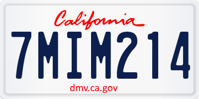 CA license plate 7MIM214