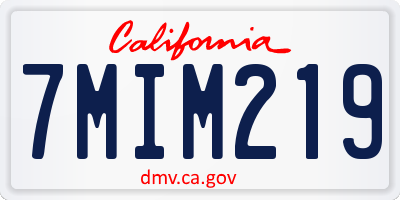 CA license plate 7MIM219