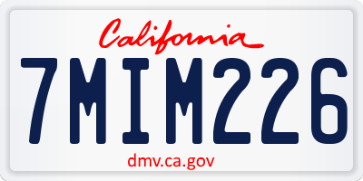 CA license plate 7MIM226