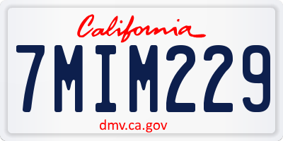 CA license plate 7MIM229