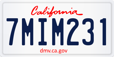 CA license plate 7MIM231