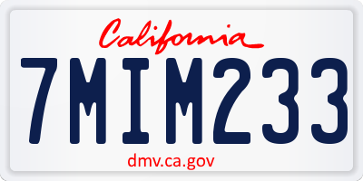 CA license plate 7MIM233