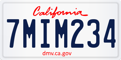 CA license plate 7MIM234