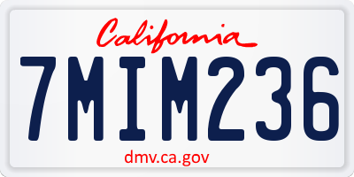 CA license plate 7MIM236