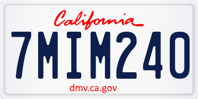 CA license plate 7MIM240