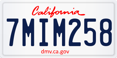 CA license plate 7MIM258