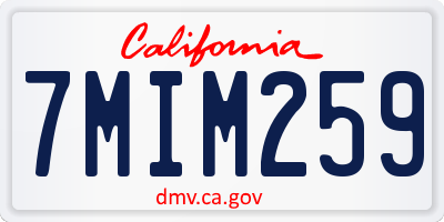 CA license plate 7MIM259