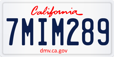 CA license plate 7MIM289