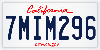 CA license plate 7MIM296