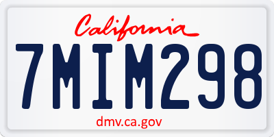 CA license plate 7MIM298