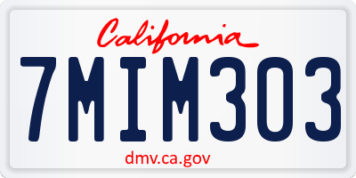 CA license plate 7MIM303