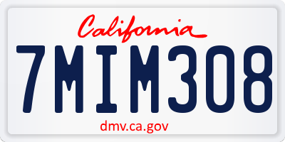 CA license plate 7MIM308