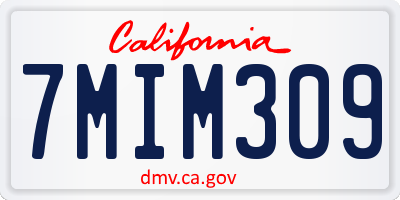 CA license plate 7MIM309