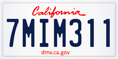 CA license plate 7MIM311