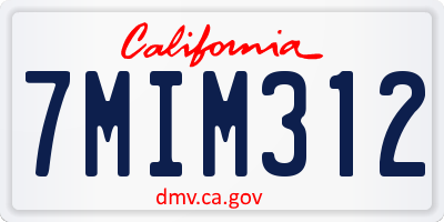 CA license plate 7MIM312