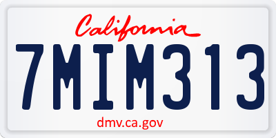 CA license plate 7MIM313